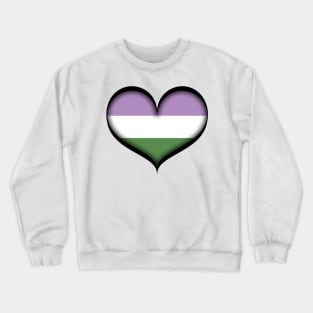 Large Vector Heart in Genderqueer Pride Flag Colors Crewneck Sweatshirt